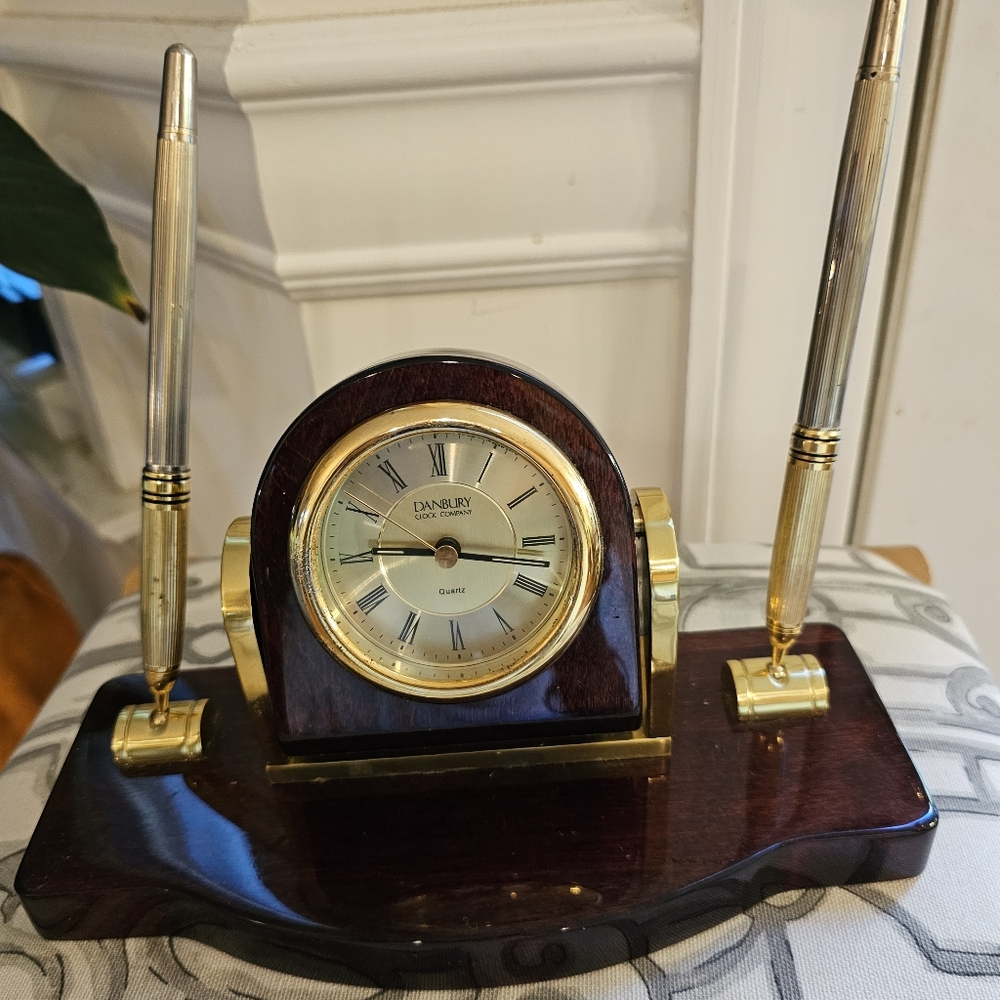 Vintage Desk Clock and Pen Holders